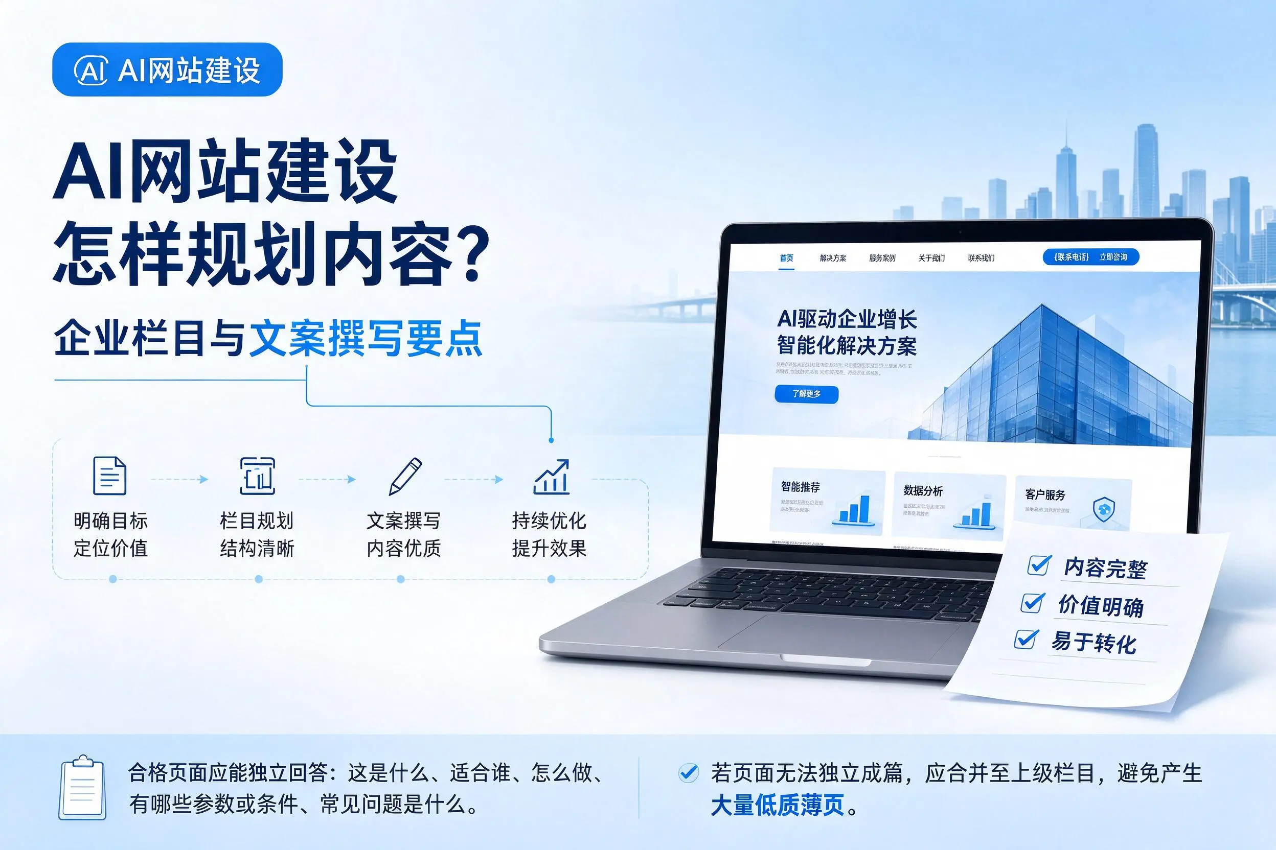 AI网站建设怎样规划内容？达州企业栏目与文案撰写要点